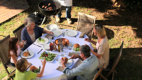 barbacoa familiar en el jardín