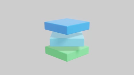 multicolor 3d blocks rotates on a white background. abstract seamless loop 3d rendered motion graphic objects