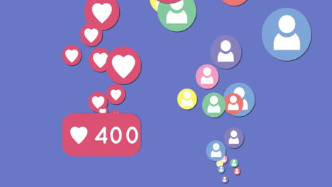 icono del corazón y iconos de las redes sociales 4k