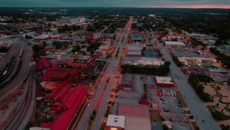 Aerial-fly-over-of-the-town-of-Columbus-Georgia,-USA