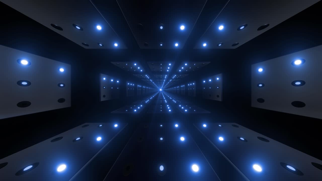 Abstract Glowing Tunnel with Blue Lights