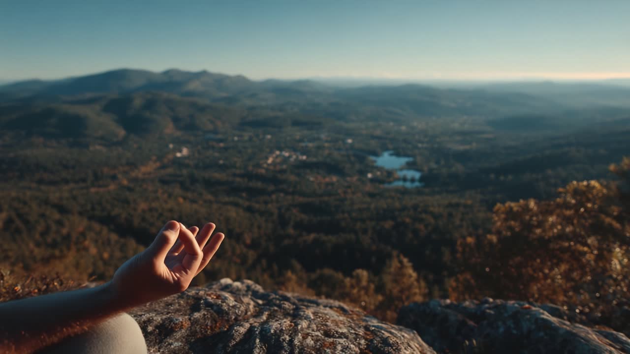 A Serene Meditation Experience: Embracing Tranquility Amidst Majestic Mountain Views and Nature's Splendor in a Peaceful Outdoor Setting