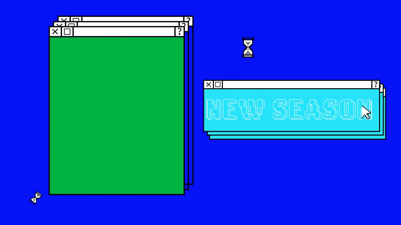 Retro Computer Interface Animation with New Season Text