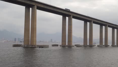 rio niteroi bridge over guanabara bay in brazil. - wide shot