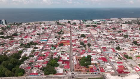 flying over the walled city of campeche