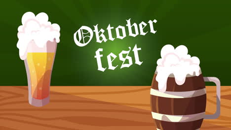 oktoberfest celebration with beer mugs and glasses