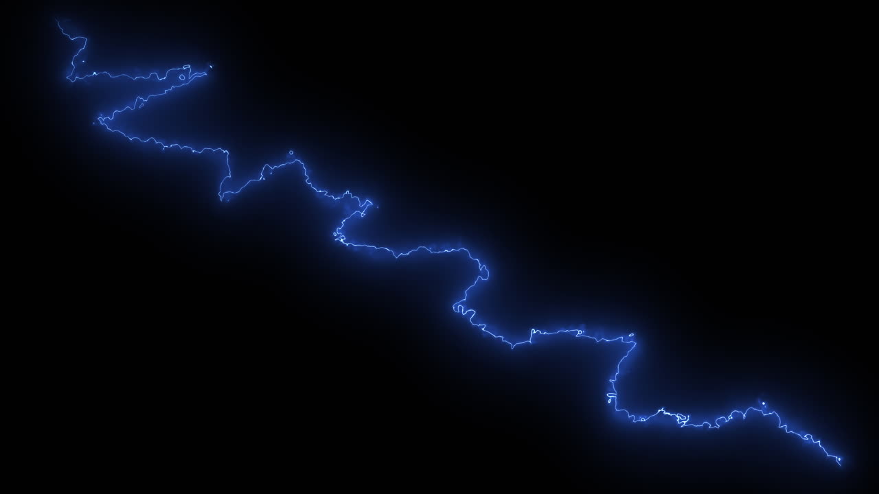 relámpagos azules de corriente eléctrica moviéndose salvajemente a través de un fondo negro
