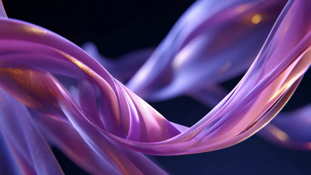 Captivating Flow of Colorful Silky Ribbons: A Visual Journey through Ethereal Motion and Dynamic Light Interplays in Abstract Design