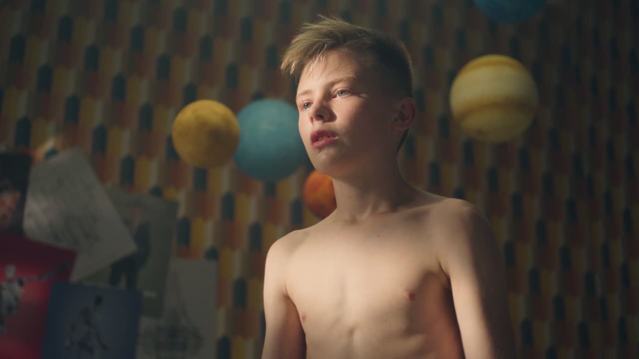 Boy Working Out at Home