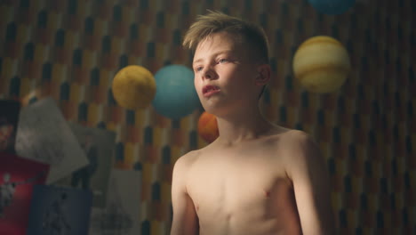 boy working out at home