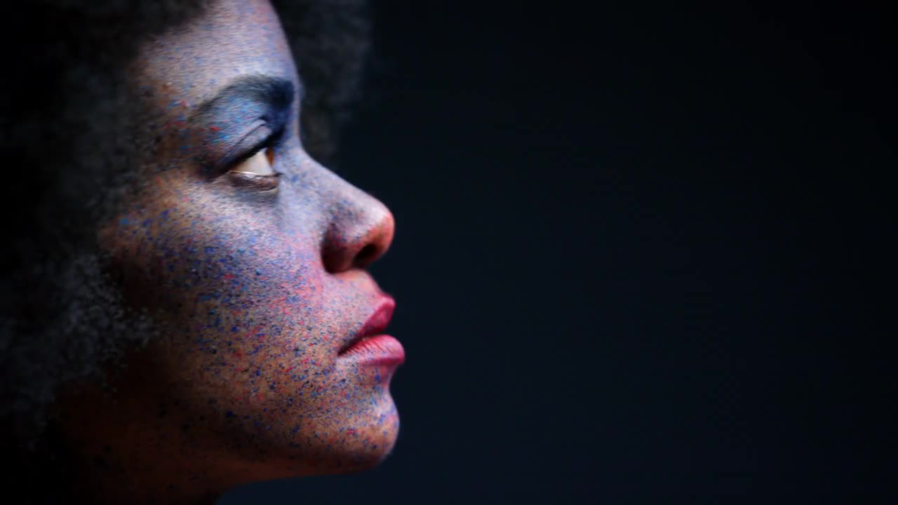 Black woman silhouette, paint makeup and creative