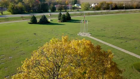 beautiful fall afternoon overlooking a memorial