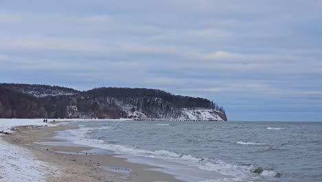 cliffs in gdynia orlowo during cold winter morning