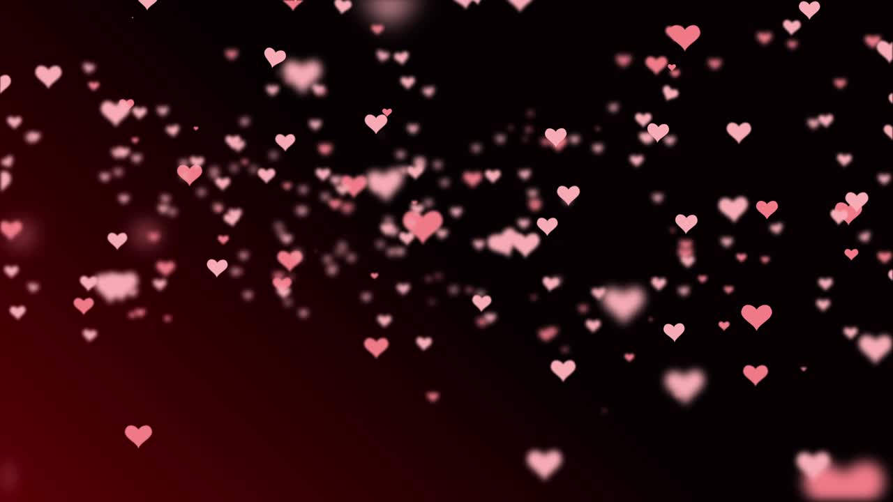 발렌타인 데이를 위해 4k 이동하는 날아다니는 심장