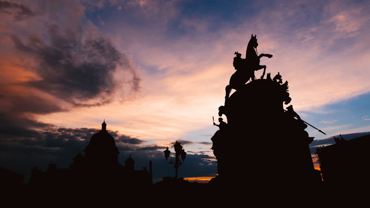 Silhouette of a Monument at Sunset