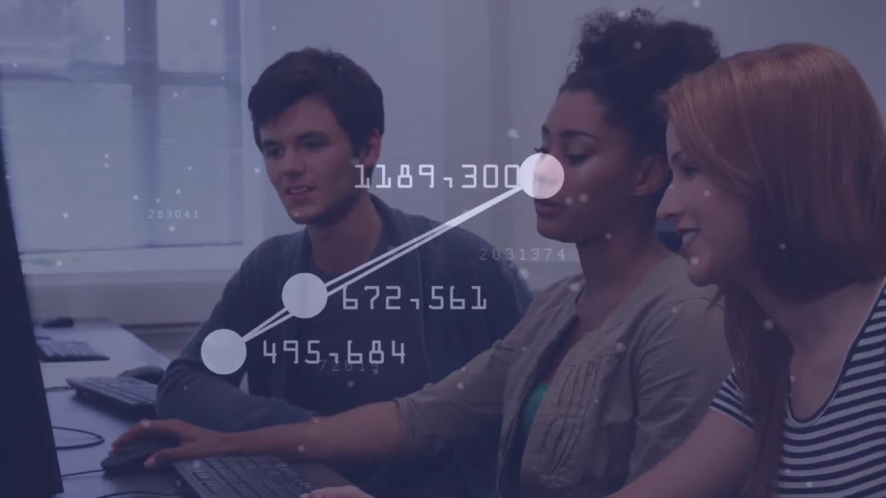Animation of data processing over diverse students using computers