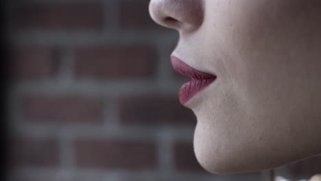 perfil de mujer con lápiz labial rojo