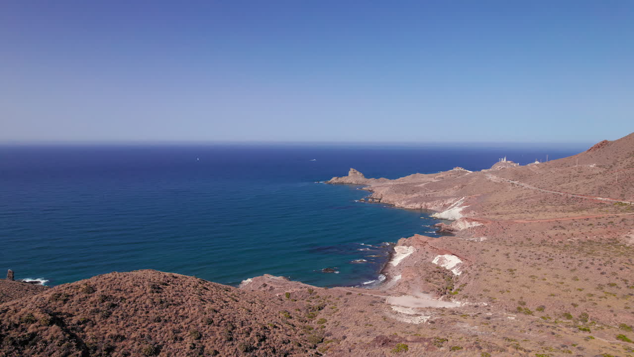 Aerial view of Cabo de Gata Natural Park coastline, Almeria, Spain
