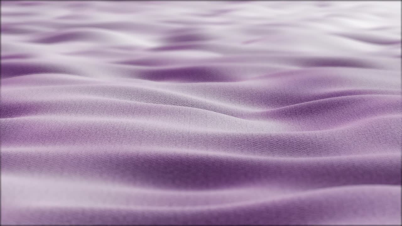 Close up. Slow motion. Looped 3d animation of dynamic cloth. Wavy silk cloth fluttering in the wind. Knitted texture fabric. Violet fabric stock footage. 4K Ultra HD video.