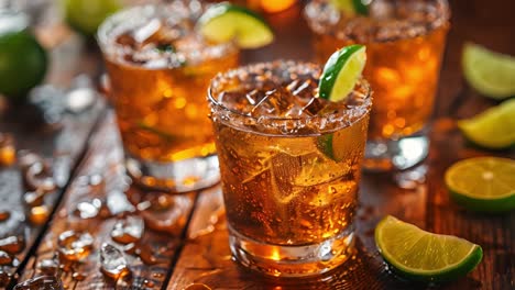refreshing iced cocktails with lime garnish