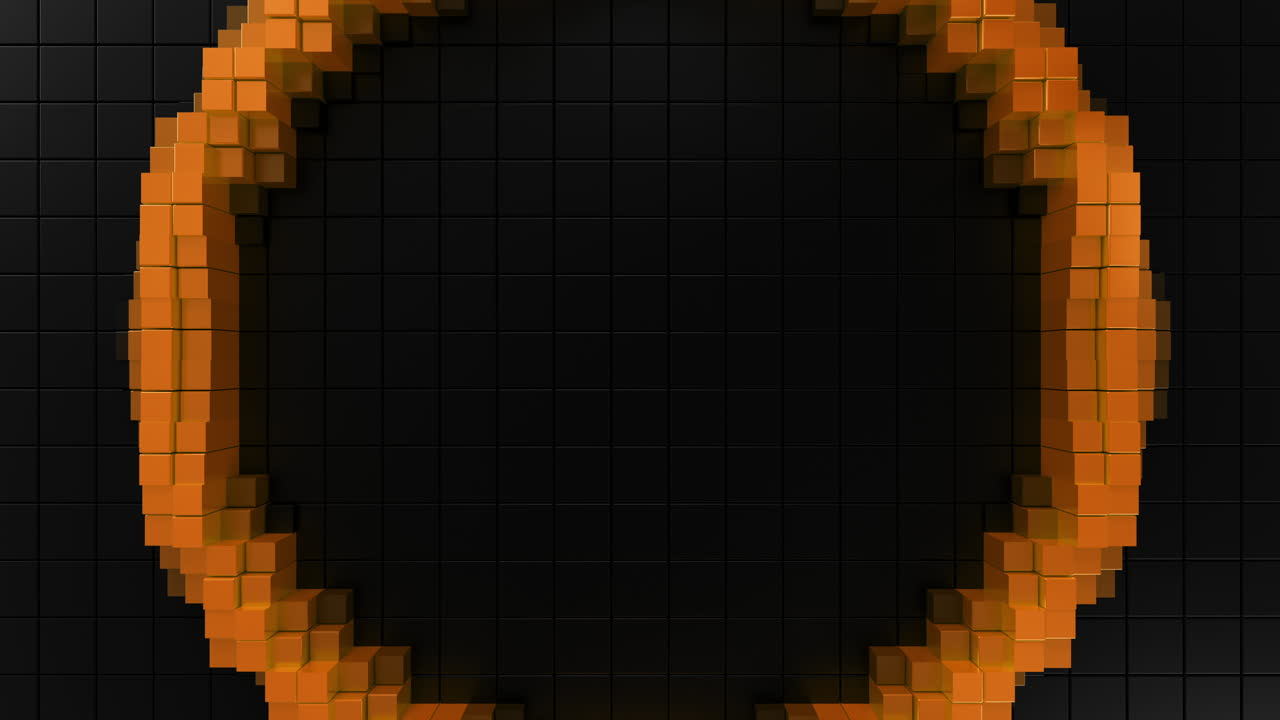 Orange Futuristic Circular Ring Seamless 3D Loop. 3D rendering