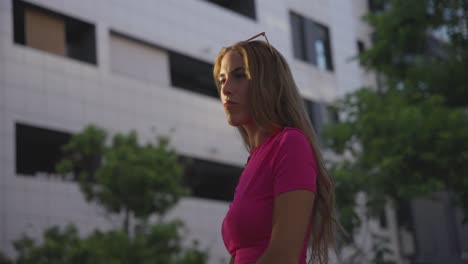 stunning sunset portrait of a woman posed for the camera