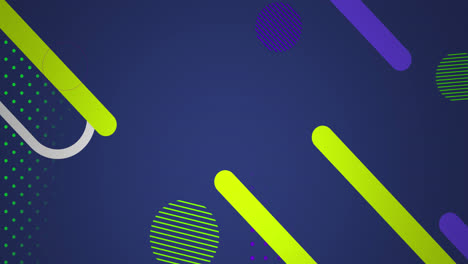 animation of multi coloured abstract shapes moving on purple background