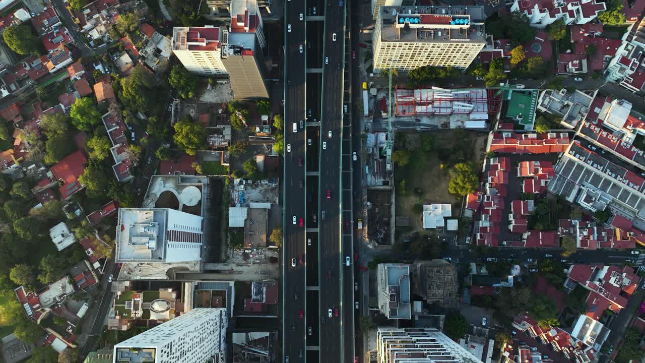 Modern Infrastrucuture - Busy Two Lane Traffic on Interstate Road, Segundo Piso Periférico Aerial