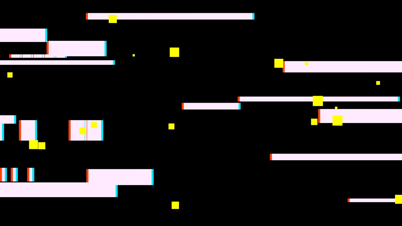 Digitaler Glitch-Effekt mit bewegten geometrischen Formen und Linien