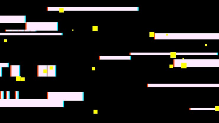 Digitaler Glitch-Effekt mit bewegten geometrischen Formen und Linien