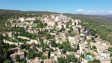 aerial view of gordes luberon valley most beautiful village of france sunny day