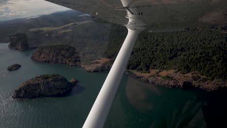 picturesque scenery of san juan islands in washington state viewed from airplane window