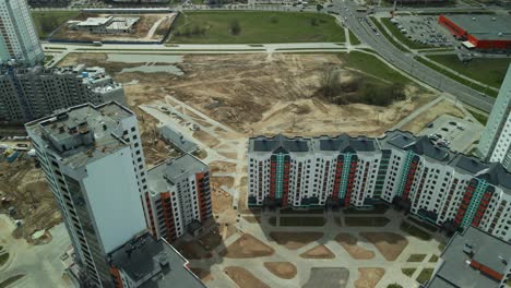 large construction site. construction of modern multi-storey residential building