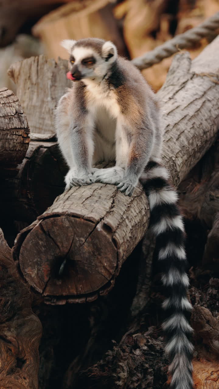 Lemur sitting on a log
