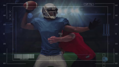 animation of data processing over diverse male rugby players