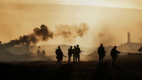 soldiers in a war zone