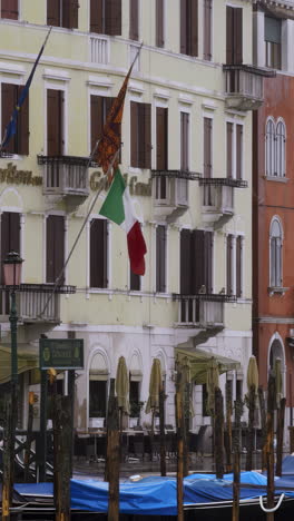 venice canal side hotel in cloudy weather