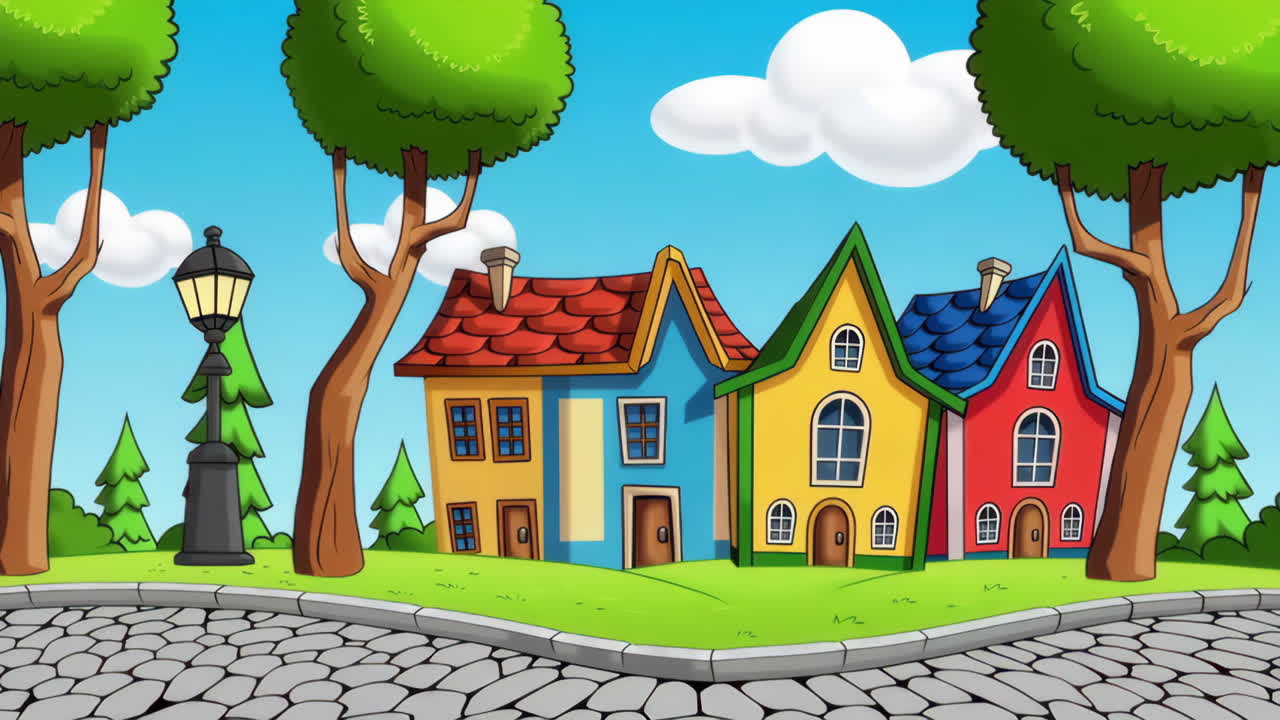 Cartoon Town Scene