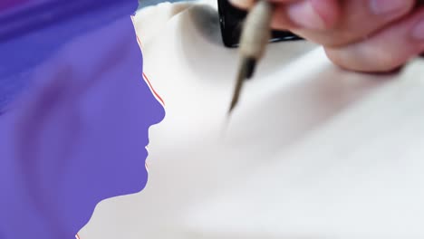 Animation-Des-Menschlichen-Profils-In-Den-Farben-Der-US-Flagge-über-Handschrift-Mit-Stift