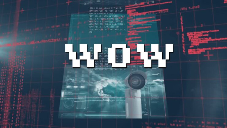 Animation of wow text over data processing