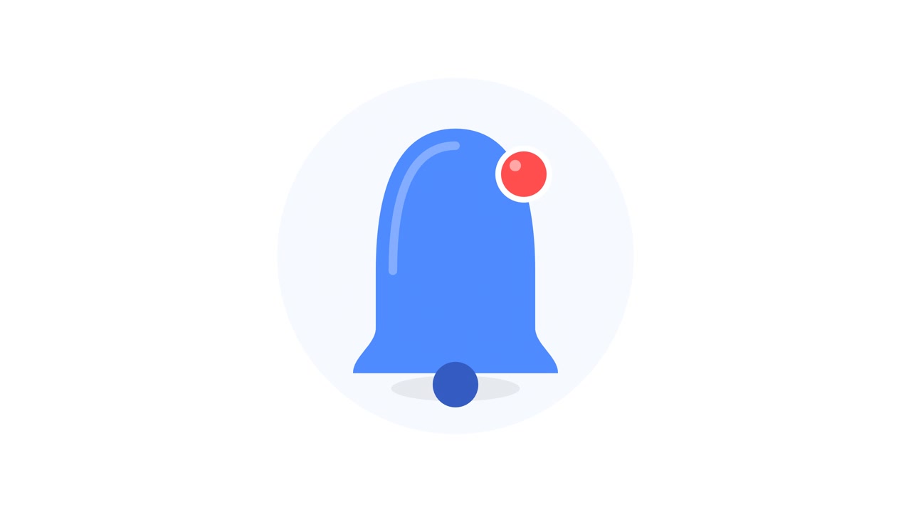 Animated Notification Bell Icon with Red Alert Badge