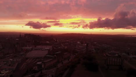 stunning sunset over edinburgh, scotland