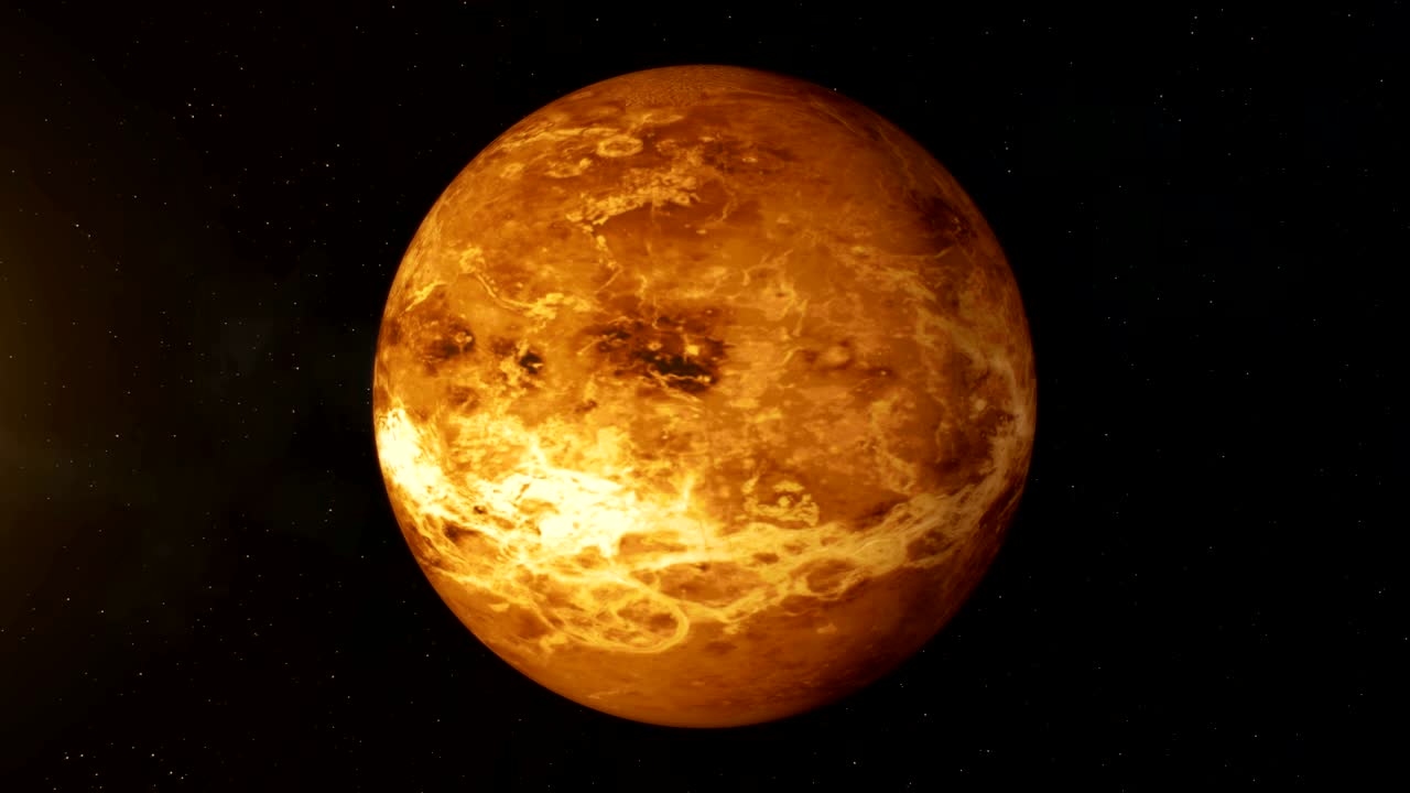 el planeta venus realista girando en el espacio profundo.