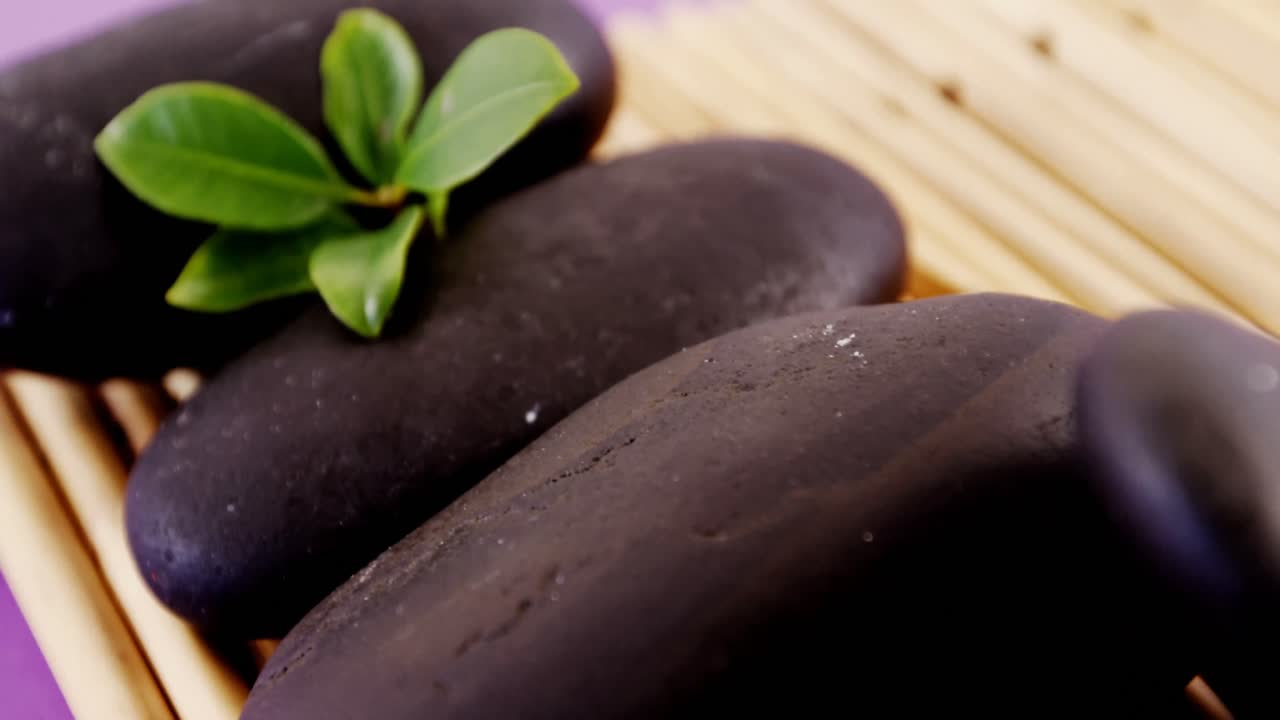 잎이 있는 자갈 돌