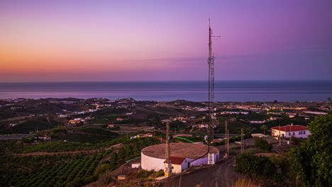 Mar-Mediterráneo-Málaga-España-Vista-Elevada-Lapso-De-Tiempo-Península-Ibérica-Amanecer