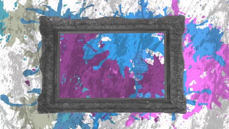 animación del cuadro sobre un fondo de colores en movimiento