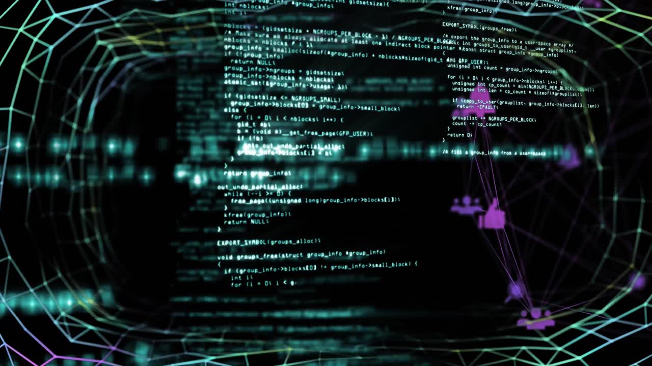 Animation of networks of connections and data processing