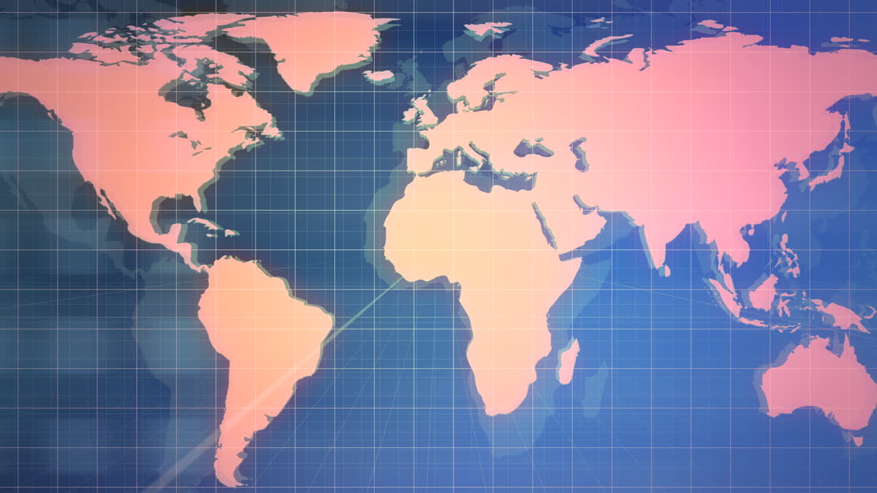 그리드 및 세계지도 추상 배경 1이 포함된 뉴스 그래픽 애니메이션