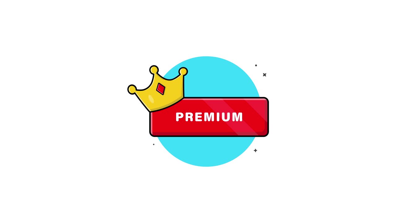 Animerad Premium-knapp med guldfärgad kronikon