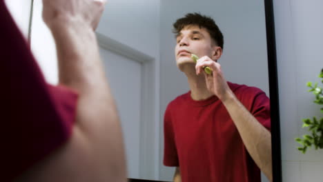 jade roller in the bathroom